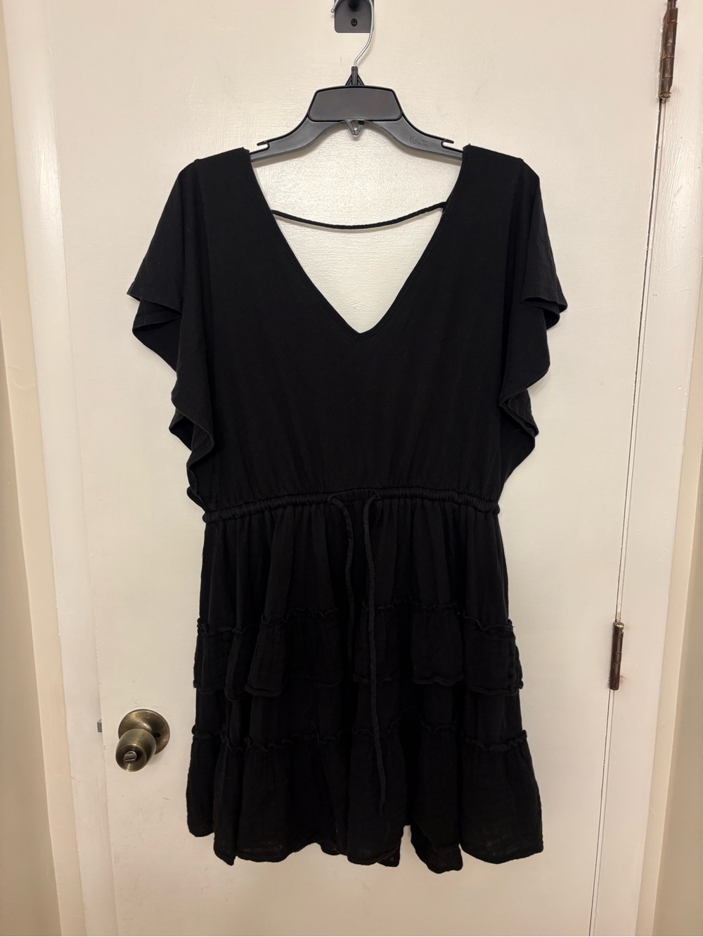 Daily Practice by Anthropologie Tiered Ruffle Mini Dress Black Size M